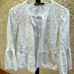 Zara summery white eyelet jacket/sweater